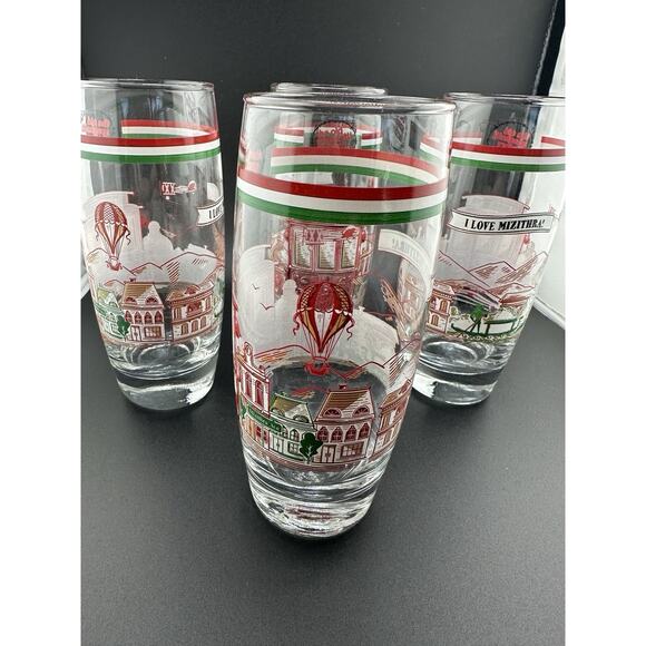 Vintage Old Spagetti Factory 10 oz Drinking Glasses "I love Mizitha" Set of 4 - Picture 4 of 8